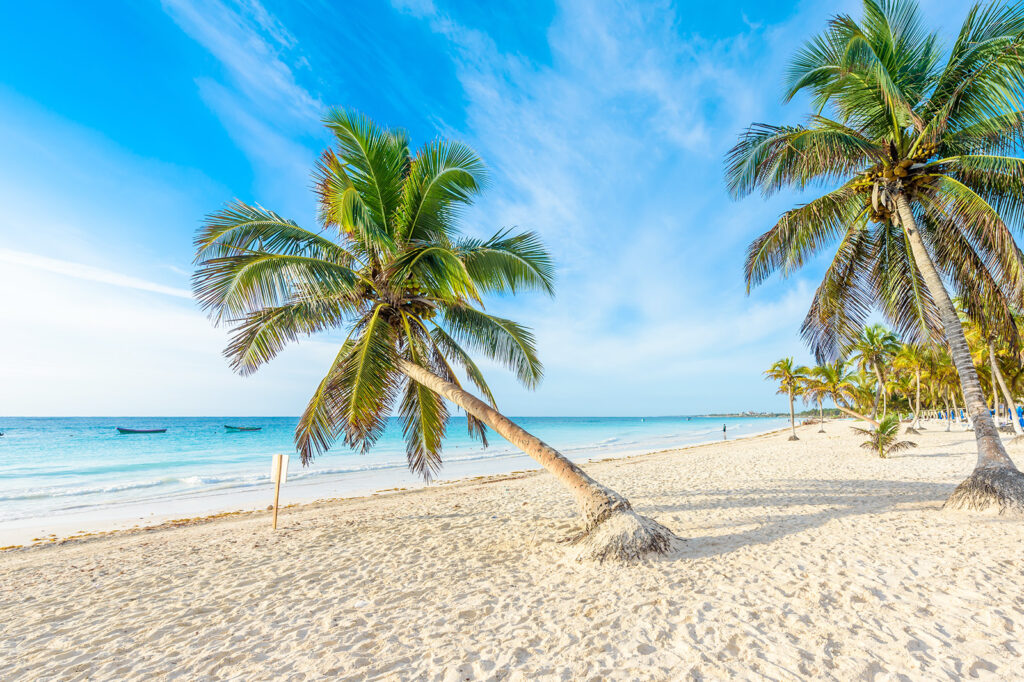 tropical Caribbean coast of Tulum in Quintana Roo, Riviera Maya, Mexico